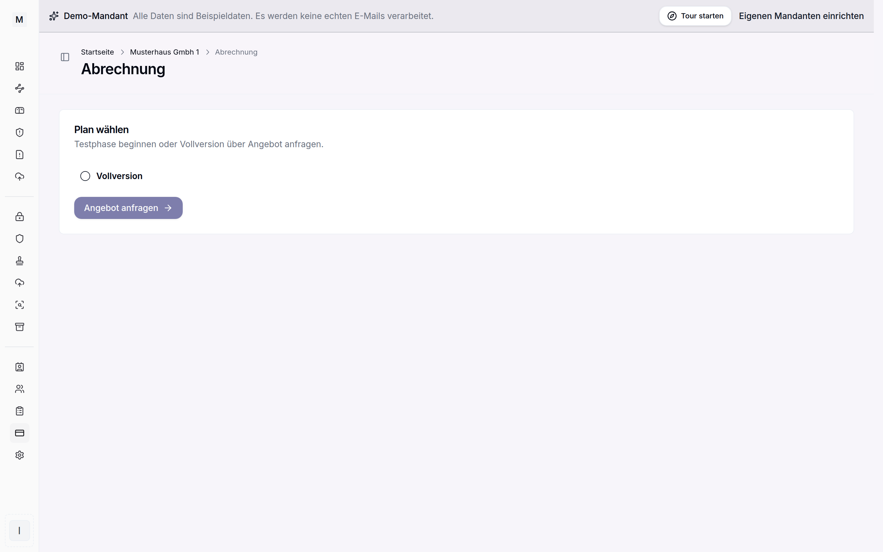 Abrechnungsübersicht mit aktiven Modul-Abonnements im Conbool Portal