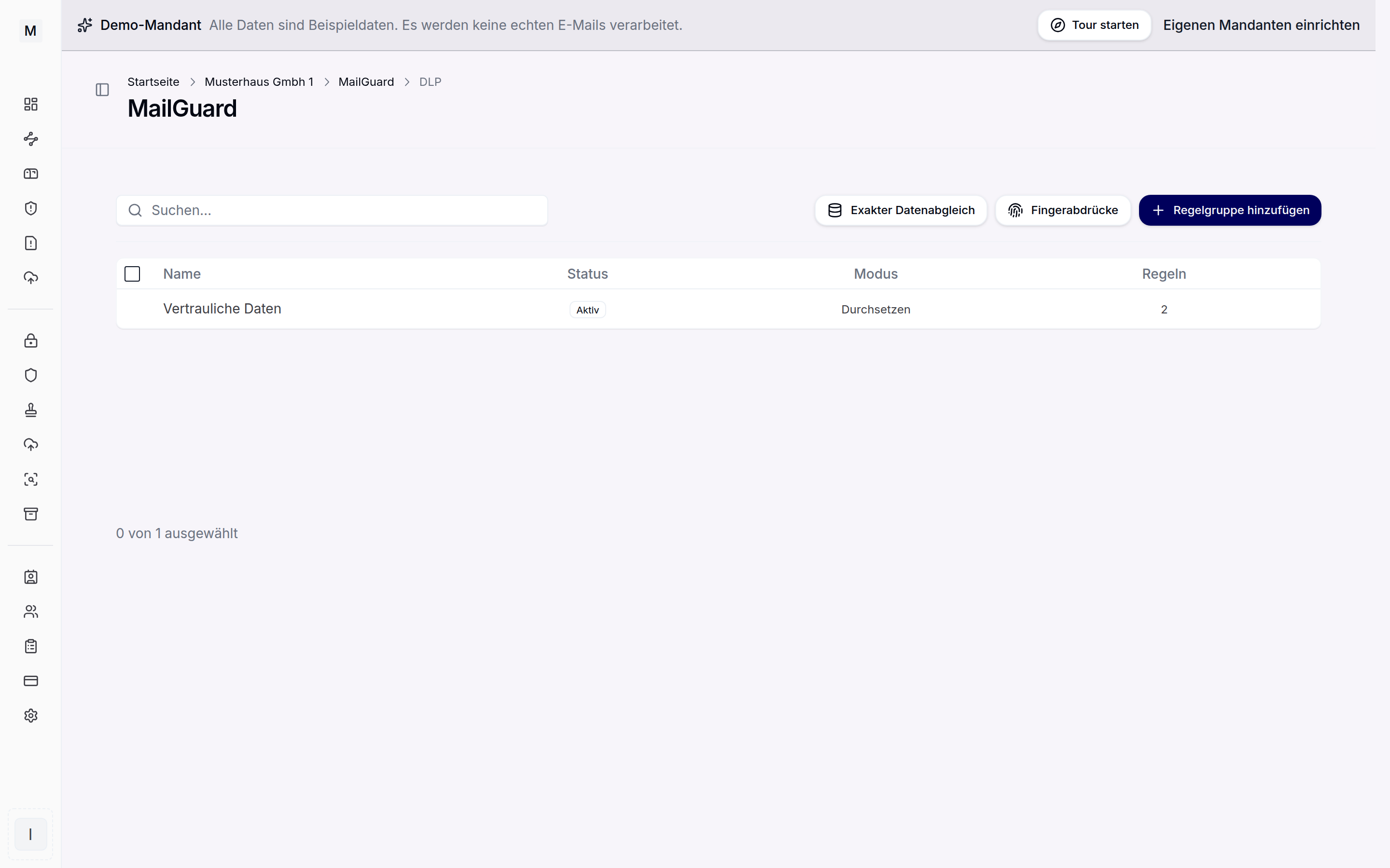 DLP-Regelwerke in MailGuard zum Schutz sensibler Daten